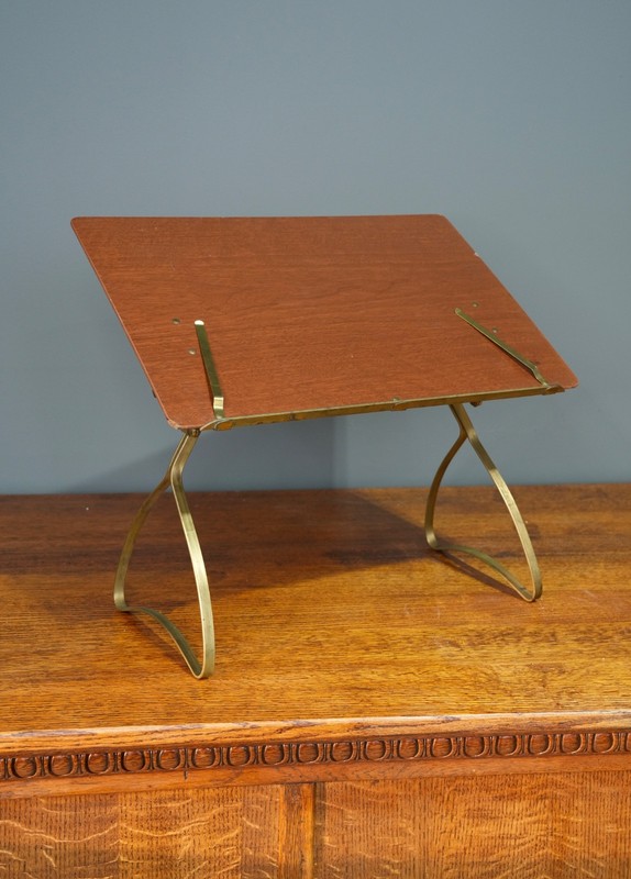 Vintage Drafting Table Desktop Tabletop Stand Brass Wood folding Music Art Desk gallery