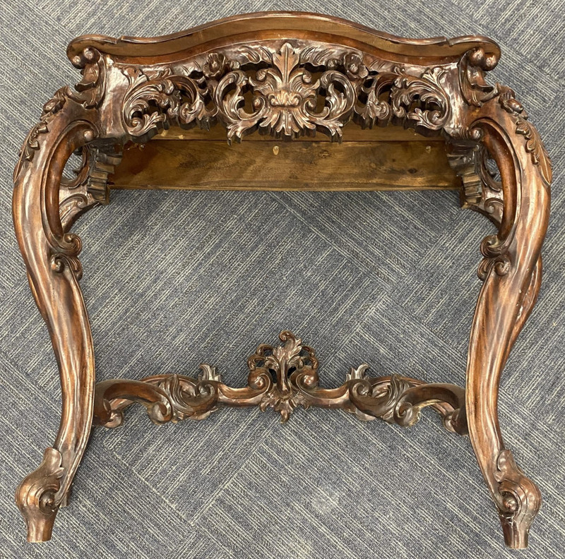 Vintage Carved Wood Rococo Console Table Brown Ornate Acanthus 40x18x30 In gallery