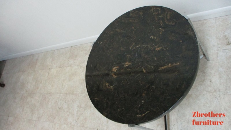 Mid Century Flat Stock Chrome X Base Lamp end Table Marble Top gallery