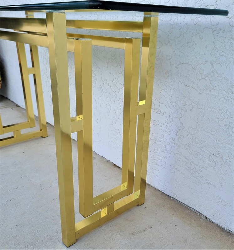 Mid Century Modern Metal and Glass Console Table 52" gallery