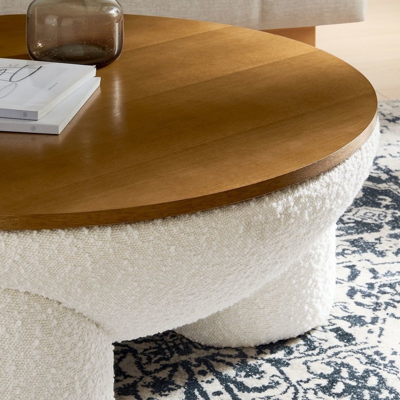 Tridome Round Boucle Upholstered Storage Coffee Table gallery