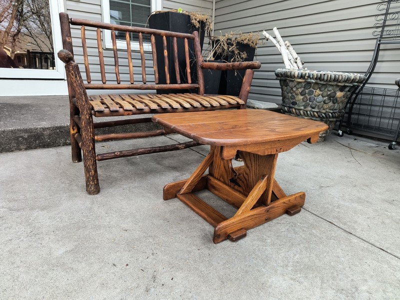 Antique Rare form Old hickory coffee side rustic Adirondack camp cabin table