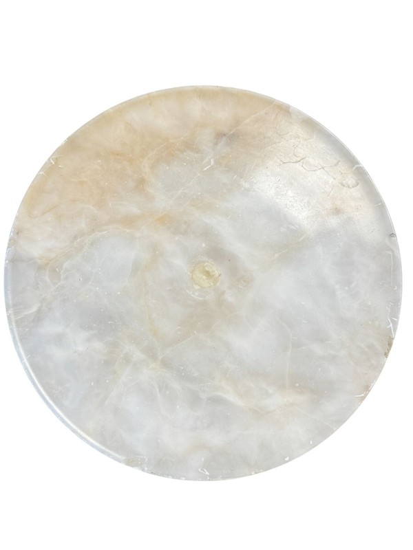 Rustic Carved Alabaster Gueridon Small Occasional Table Stand gallery