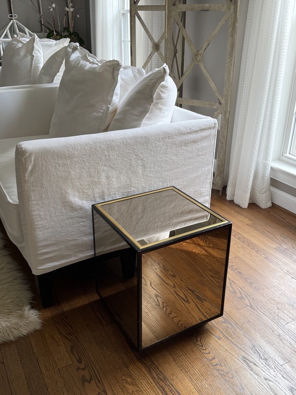 RARE! Henredon Scene One vintage mirrored cube drinks table