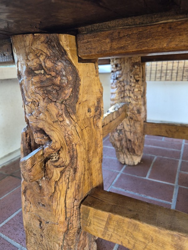 Ancient teakwood,Heavy Solid Coffee Table with Root Legs & Weathered Plank Top gallery