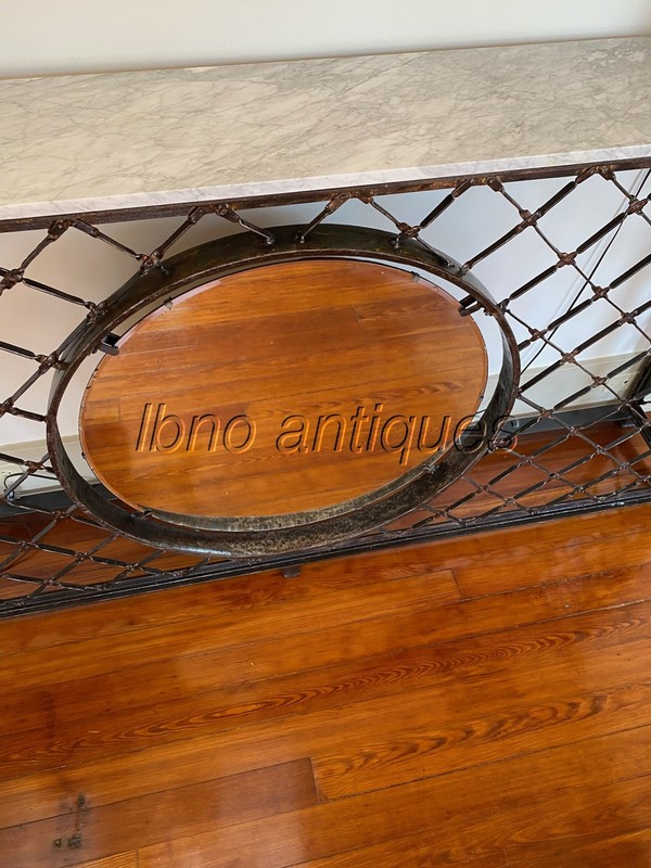 STUNNING CUSTOM MADE ONE OF A KIND WROUGHT IRON / MARBLE / MIRROR CONSOLE TABLE gallery