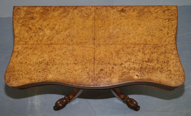 VERY FINE CIRCA 1835 WILLIAM IV ANTIQUE POLLARD OAK FOLDING CARD PEDESTAL TABLE gallery