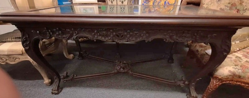Antique Hand Carved Marble Top Library / Center Table gallery
