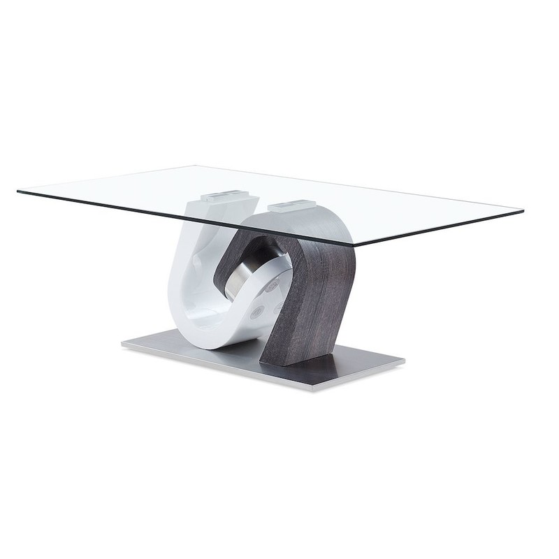 Contemporary Coffee Table, Clear,Dark Grey,Silver,White