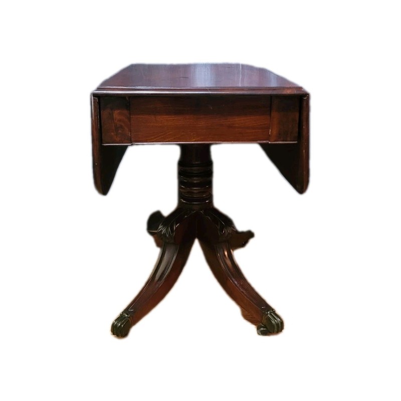 Antique 19th Century Pedestal Drop-Leaf Console Breakfast Table Mahogany gallery