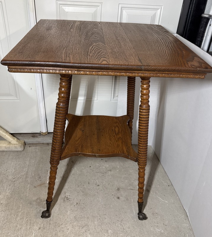 ANTIQUE VICTORIAN GLASS BALL CLAWFOOT PARLOR TABLE gallery