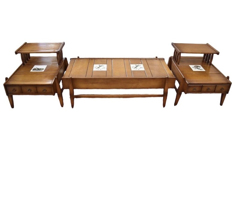 Mid Century Vintage Parlor Set Coffee Table And End Table