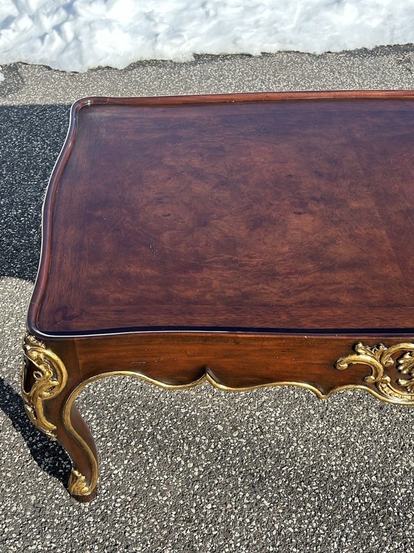 Henredon Regency Style Burlwood And Gilt Highlighted Coffee Table gallery