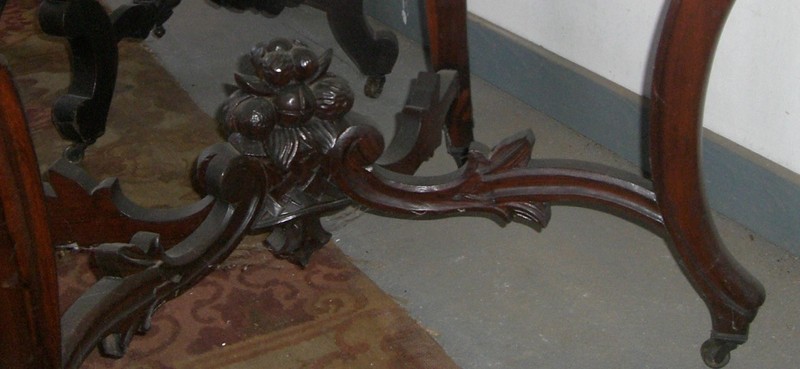 Antique Turtle Top Table Rococo Revival White Marble1800's gallery
