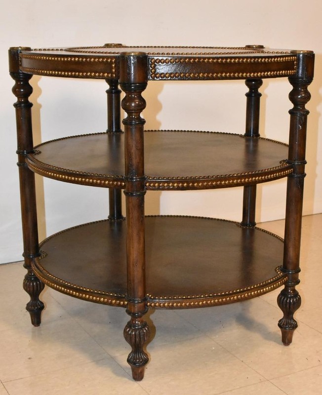Maitland Smith 3-Tier Leather Top Table