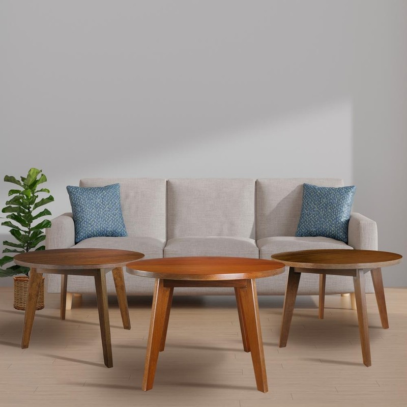 Genuine 24" Round Coffee Table with Solid American Gum - Walnut gallery