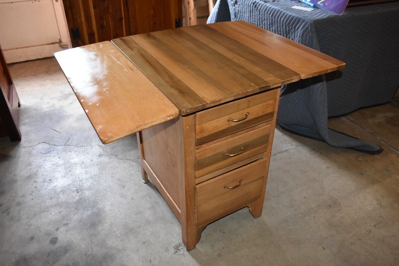 Antique Drop-Leaf Butcher Block Kitchenette Table gallery