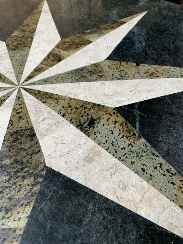 Butler Andorra Table Fossil Stone Star Inlay Round Paw Ft Pedestal Center Hall gallery
