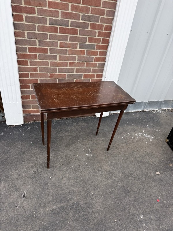 Vintage MCM Flip Top Game Table Mahogany Finish Folding Card Table Restoration gallery