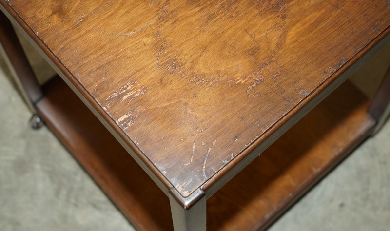EX MOD CIRCA 1950 MID CENTURY MODERN ENGLISH BEECH SIDE END LAMP WINE TABLE gallery