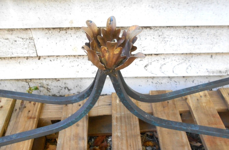 VINTAGE HAND MADE WROUGHT IRON CONSOLE TABLE WITH GLASS TOP shipping available gallery