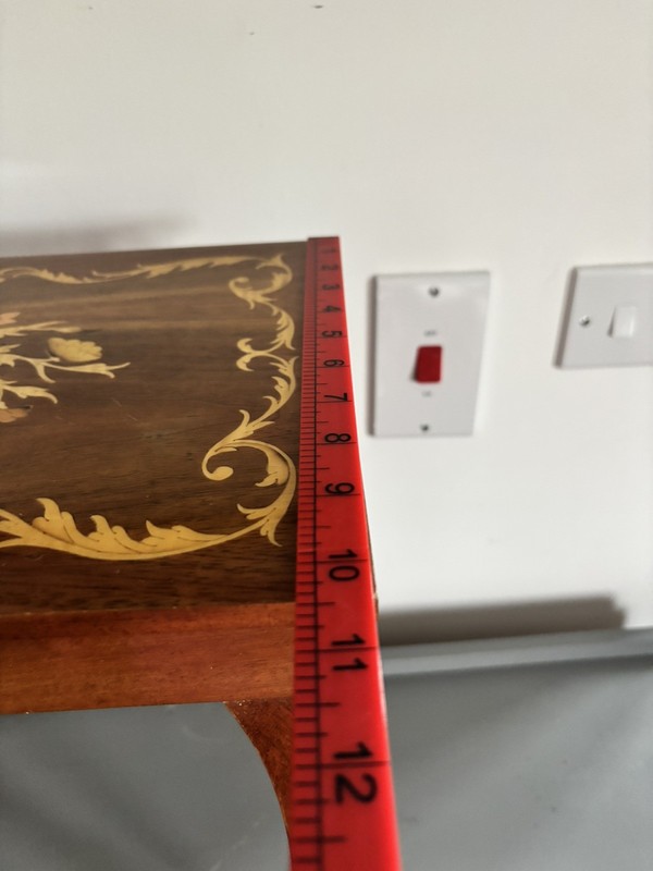 Vintage 60s Italian Inlaid Marquetry Musical Occasional Table gallery