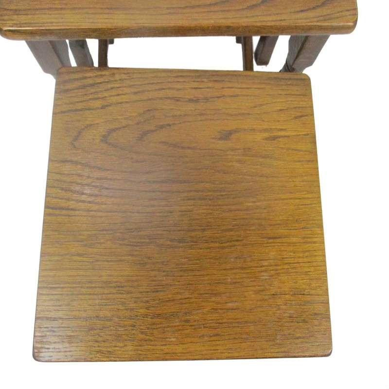 Set of 3 Wood Stacking Nesting Tables Vintage Mid Century Oak gallery