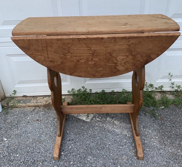 Antique English Oak Drop-Leaf Gateleg Table Heart Cutout Rustic 33”Farmhouse gallery