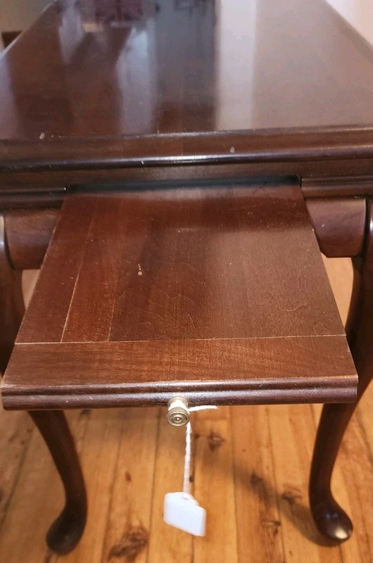 Vintage Solid cherry queen anne tea table with pull out boards gallery