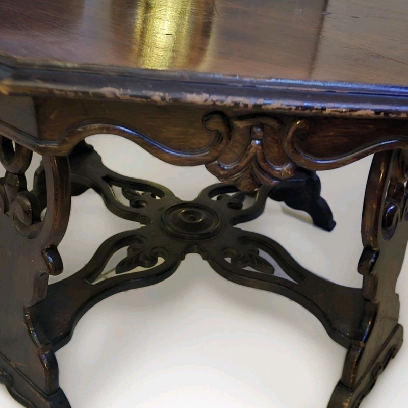 Carved Victorian Octagon Walnut Centerpiece Table 33"Wx20"H gallery