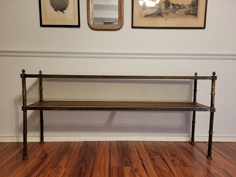 Vintage Hollywood Regency Gold Entry Table 1970s Modernist Etagere Tiered