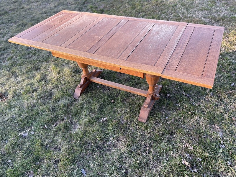Antique English Oak Draw Leaf Table / Desk
