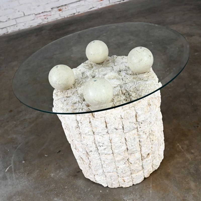 Postmodern Rnd Tessellated Mactan Stone Side Table 4 Sphere Style Maitland Smit gallery