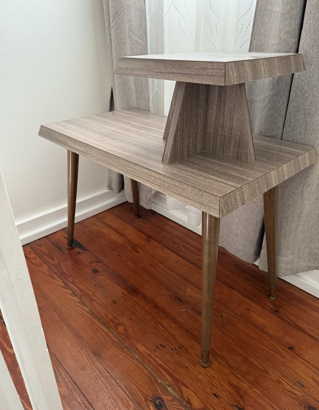 Mid Century Table/ Vintage Telephone Table/rustic table/End Table/ Two Tier Step gallery