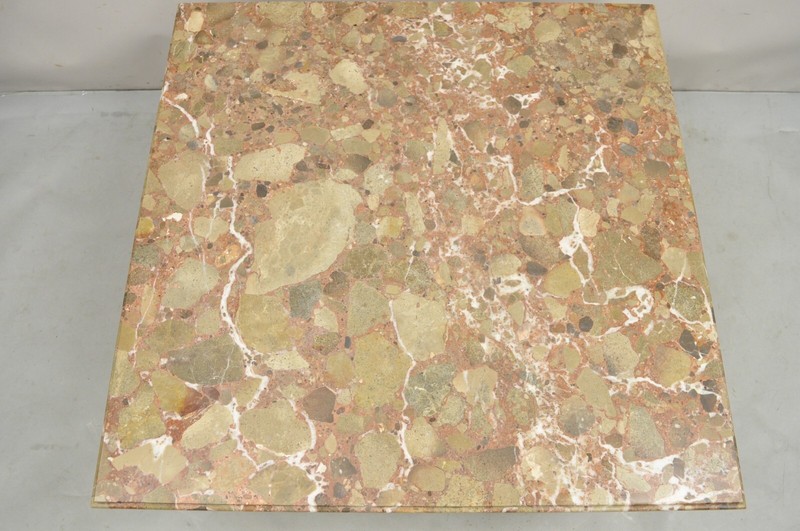 Vintage Italian Neoclassical Style Pink Rouge Marble Square Coffee Table gallery