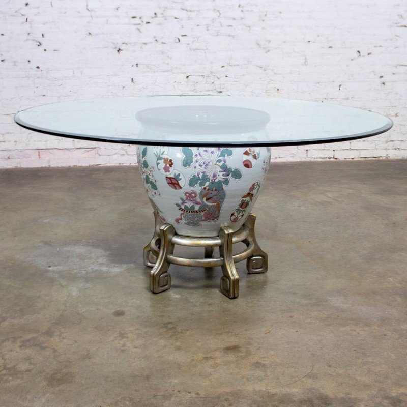 Ming Treasures Fishbowl Pedestal Base Dining Table Drexel Heritage Round Glass gallery