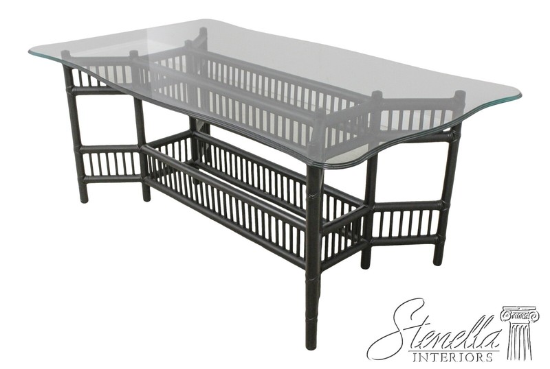 L59710EC: Bamboo Form Base Glass Top Dining Room Table