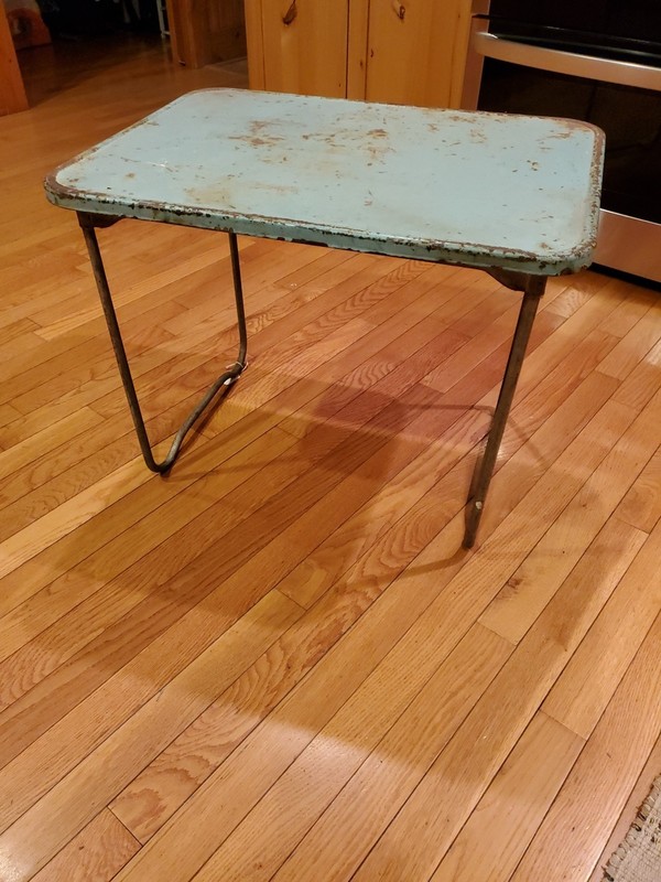 Vintage 1950s-60s Aqua Blue Metal Children’s Table Garden Table