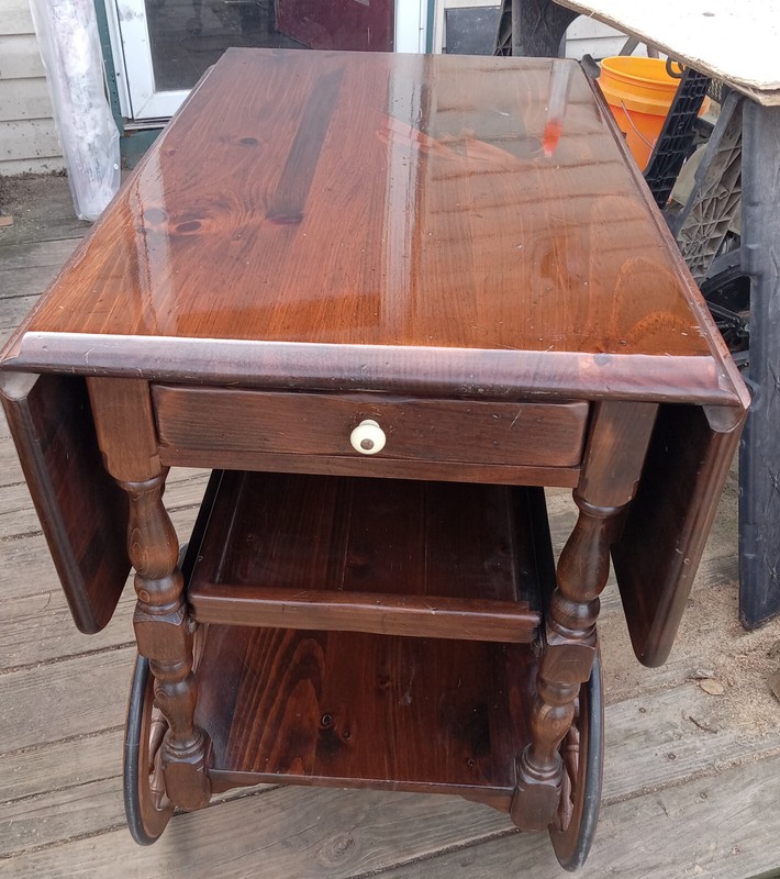 Ethan Allen Old Tavern Pine Dropleaf Tea Cart / End Table (RP-EA-112)
