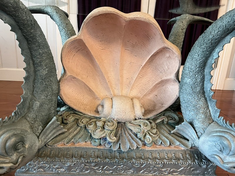 Special Vintage Neoclassical Cast Metal Bronze French Table Fish Koi Dolphin gallery