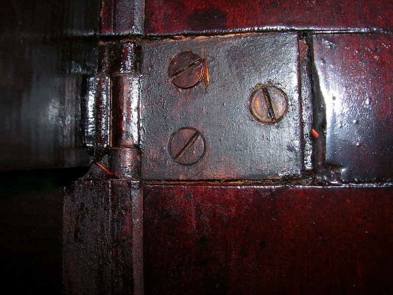 1800s ANTIQUE DROP-LEAF TABLE,"SEE OLD SCREW PIC.(4) SAW CUTS IN PICTURE ( 7 ) gallery