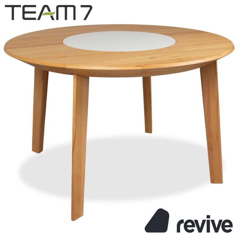 Team 7 Miro Solid Wood Dining Table Brown Swivel Base 120 x 120 cm