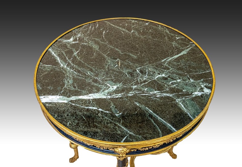 Superior 19C Gueridon Table Gilt Bronze Marble gallery