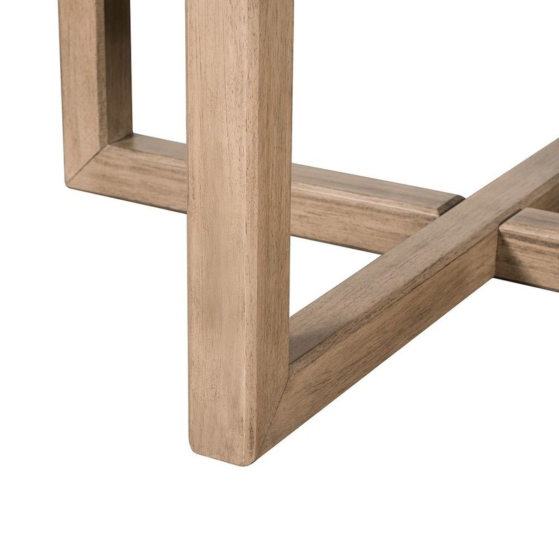 Living Room Round Cocktail Table Center Trestle - Barley Buff Birch Wood gallery