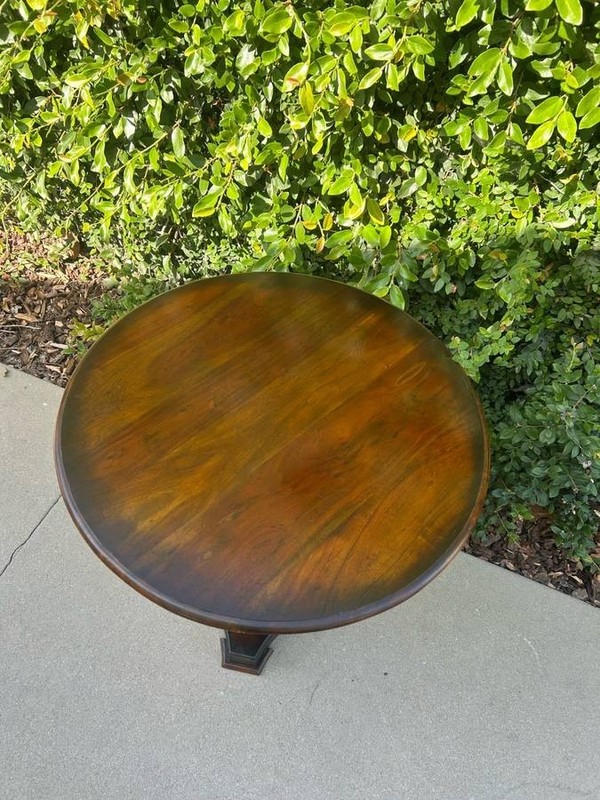 Farmhouse Drum Mahogany Round End Table/Side Table gallery
