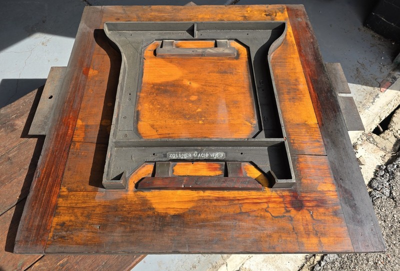 Zollner Machine Works antique industrial table with leg casting pattern gallery