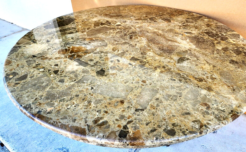 Marble Dining Table Faux Emperado Italian 1970s 55" gallery