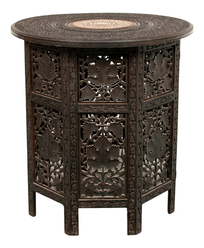 Early 20th Century Indian Bone Inlaid Octagonal Moroccan Style Occasional Table