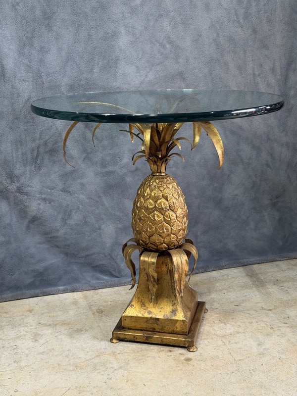 Vintage Mid-century Hollywood Regency Italian Sculptural Pineapple Tole Table gallery