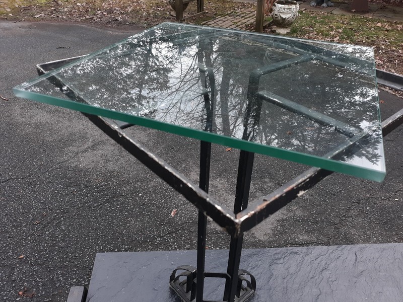 Art Deco Wrought Iron Glass Top Table Stand gallery
